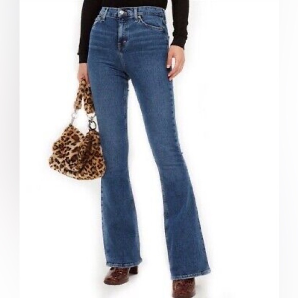 Topshop Moto Jamie Flare Blue Jeans Size Medium 30 x 32 - Picture 1 of 1